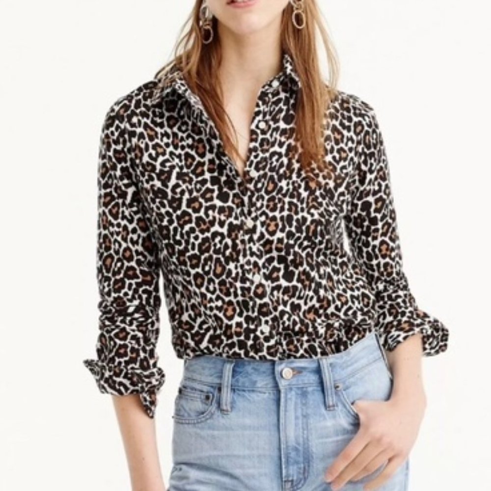J. Crew Slim Perfect Shirt in Leopard Print